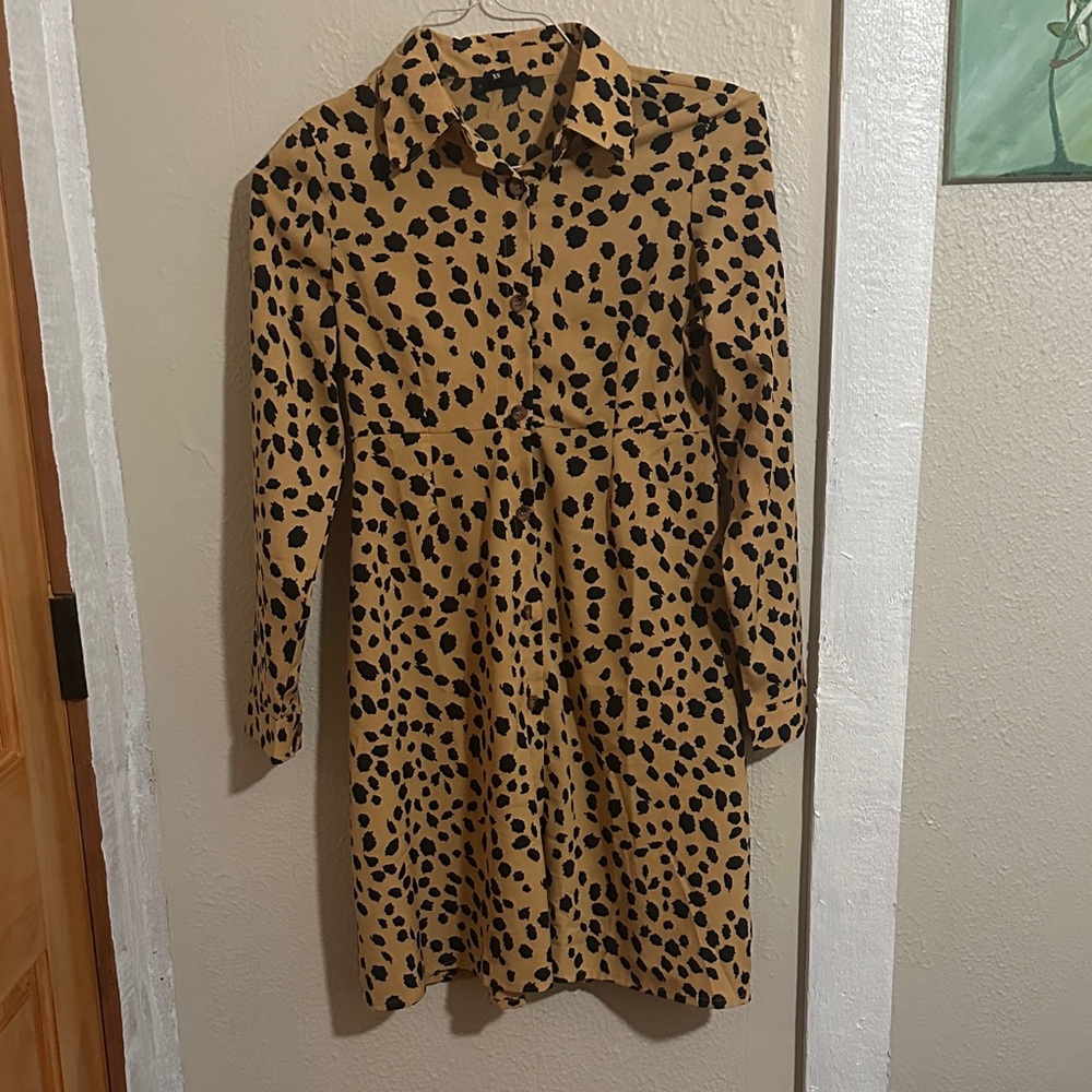 Leopard Print Long Sleeve Dress